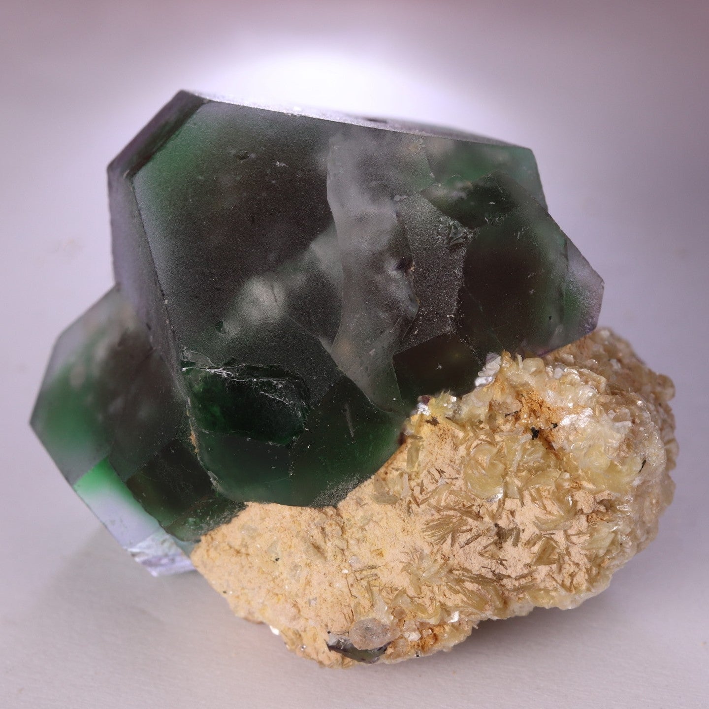 Side view of Fluorite with Muscovite specimen from Erongo Region, Namibia