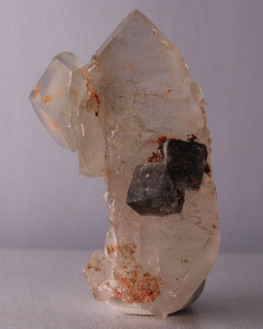 Quartz Cluster with Pyrite included Calcite