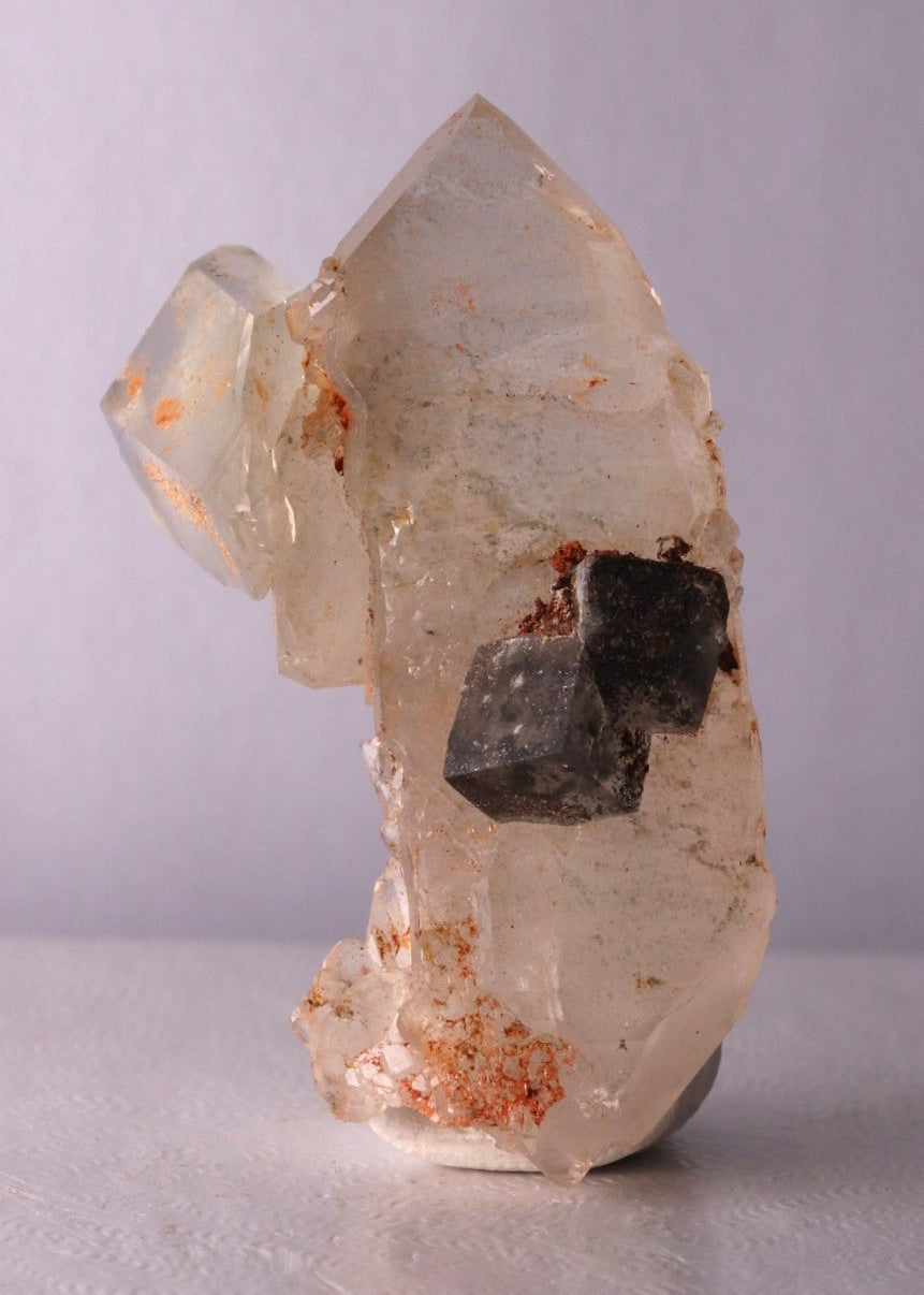 Quartz Cluster with Pyrite included Calcite