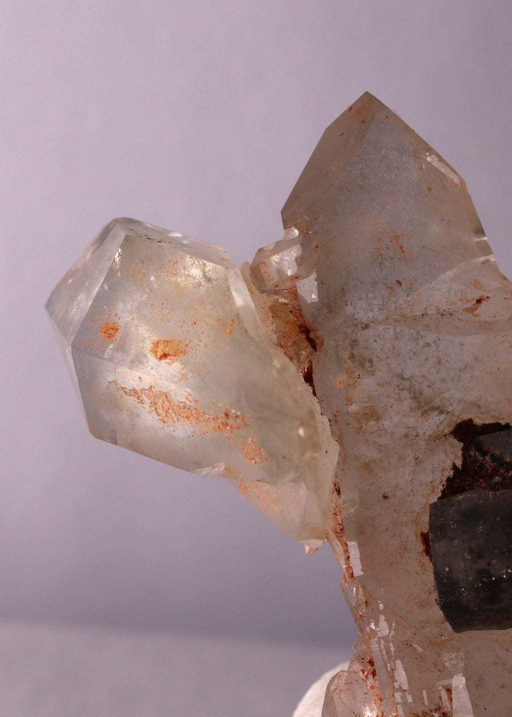 Quartz Cluster with Pyrite included Calcite
