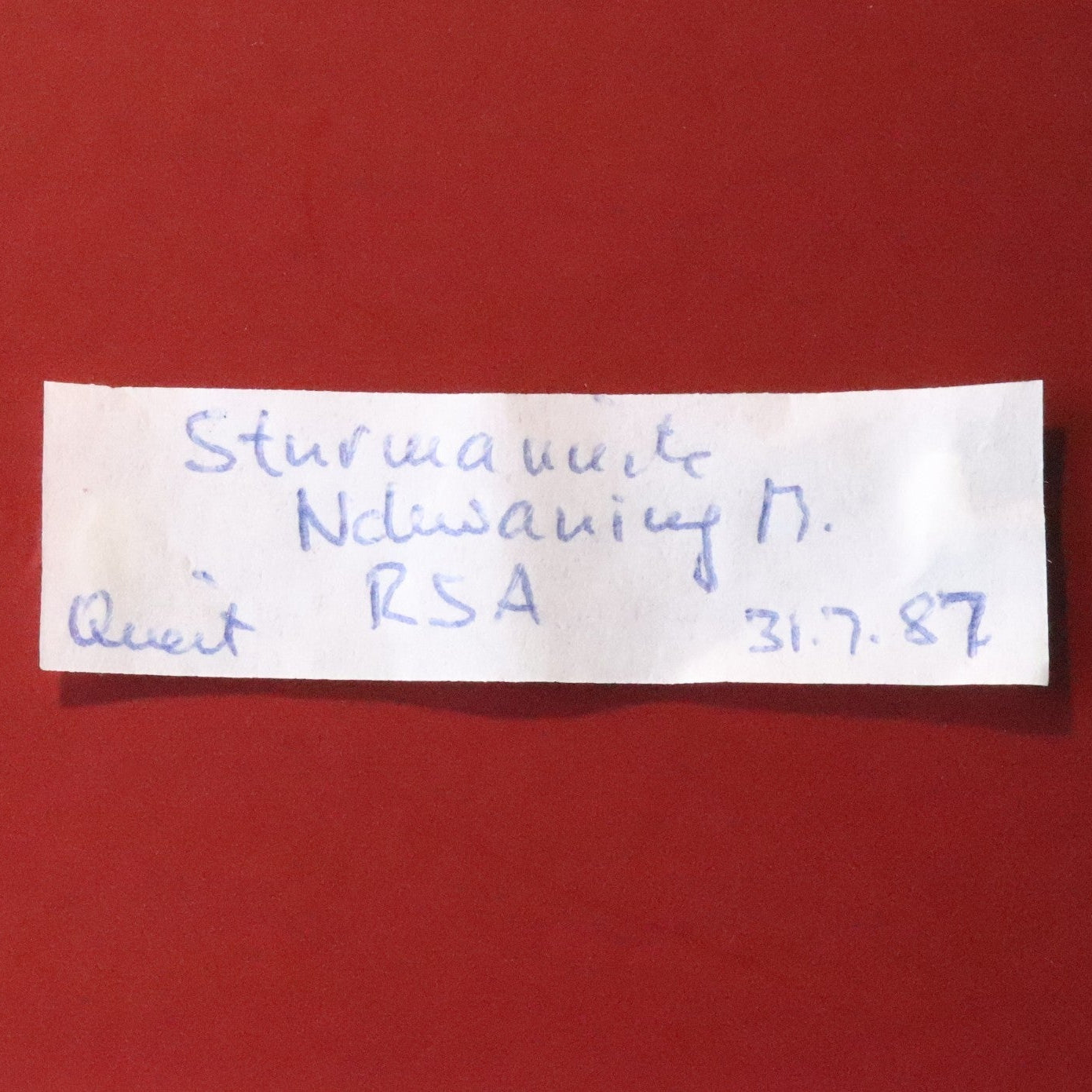 Label for Sturmanite from N'Chwaning, South Africa. 