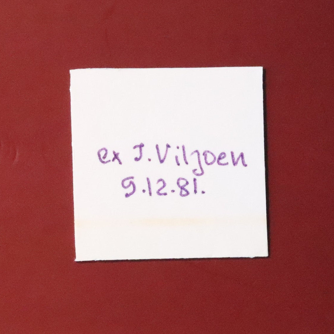 Back of label for Hematite from Postmasburg, South Africa.