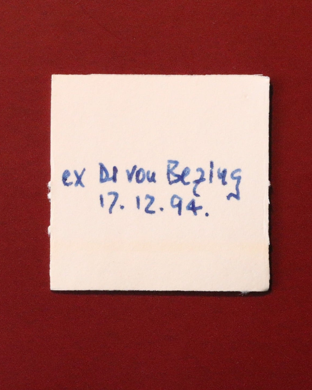 Back of label for Mangano Vesuvianite specimen from N'Chwaning II, Kalahari Manganese Fields, South Africa