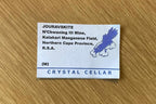 Original label for beautiful bright gemmy yellow Jouravskite mineral specimen from N'Chwaning III, KMF (Kalahari Manganese Fields), South Africa