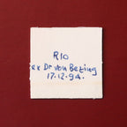 Back of label for rare Johannsenite mineral specimen from N'Chwaning II, Kalahari Manganese Fields, South Africa