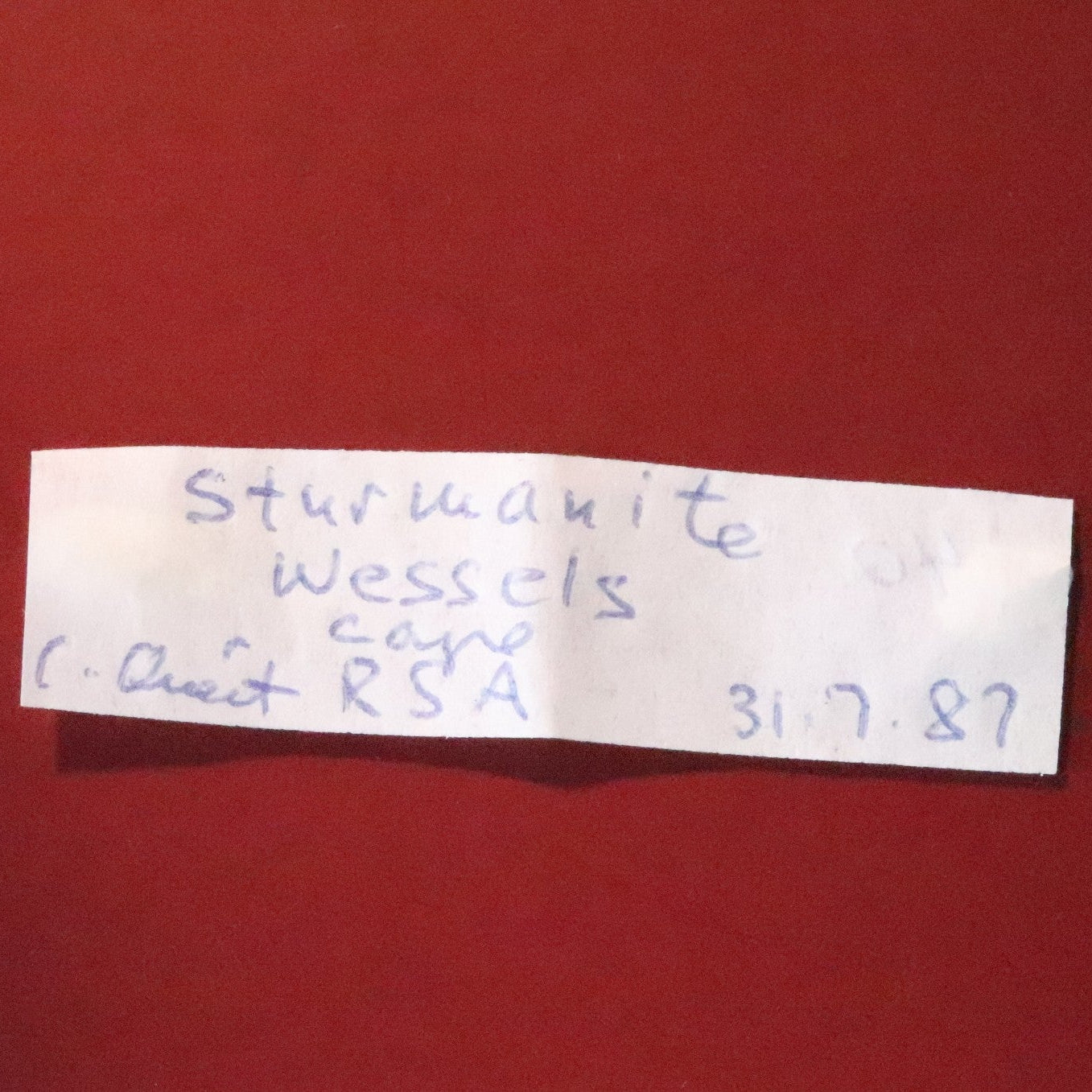 Label for Sturmanite crystal from Wessels Mine, South Africa