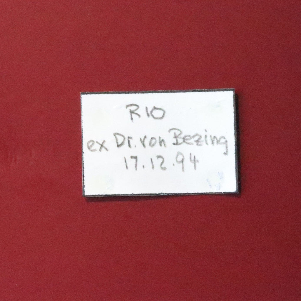 Back of label for Tephroite from Wessels Mine, South Africa