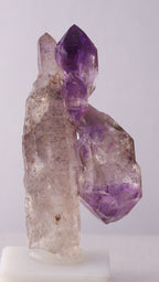 Second side view of Amethyst Sceptres on a Quartz Point