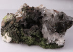 Slight close-up side view of Calcite with Mottramite mineral specimen from Tsumeb, Oshikoto Region, Namibia