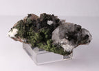 Close-up flat view of Calcite with Mottramite mineral specimen from Tsumeb, Oshikoto Region, Namibia