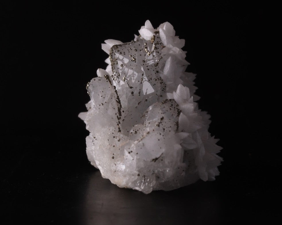 Calcite on Quartz with Pyrite