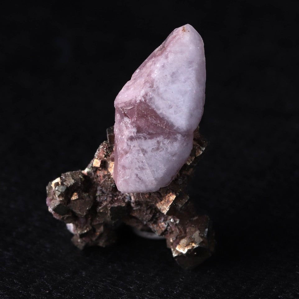 A double-terminated Calcite on Pyrite mineral specimen from Kalahari Manganese Fields, South Africa