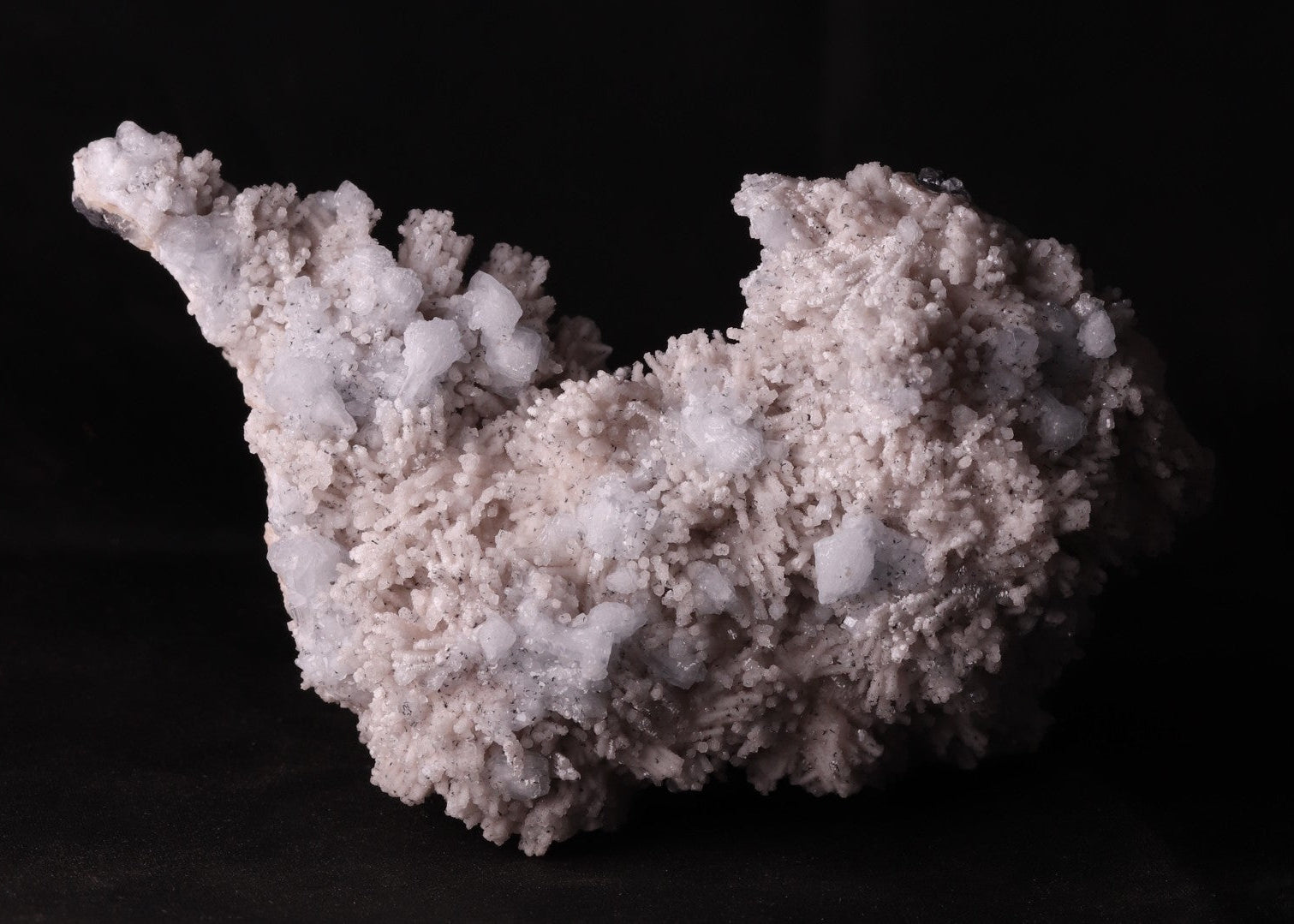 Front view of Celestine with Calcite mineral specimen from N'Chwaning III, Kalahari Manganese Fields, South Africa