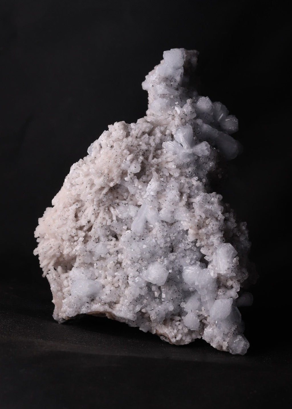 Front view of a fun Celestine with Calcite combination specimen from N'Chwaning III, Kalahari Manganese Fields, South Africa