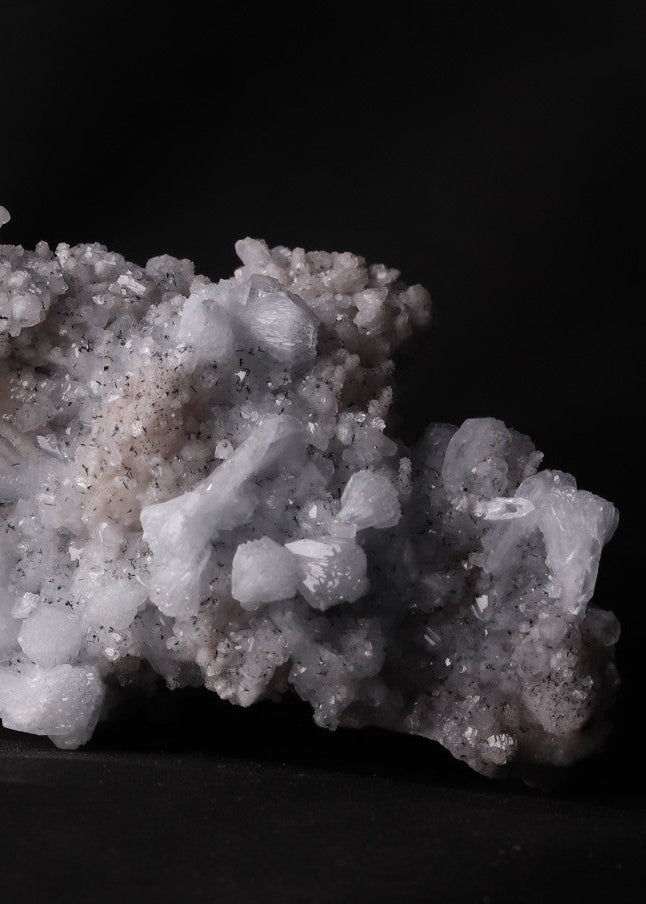 Close-up view of a fun Celestine with Calcite combination specimen from N'Chwaning III, Kalahari Manganese Fields, South Africa
