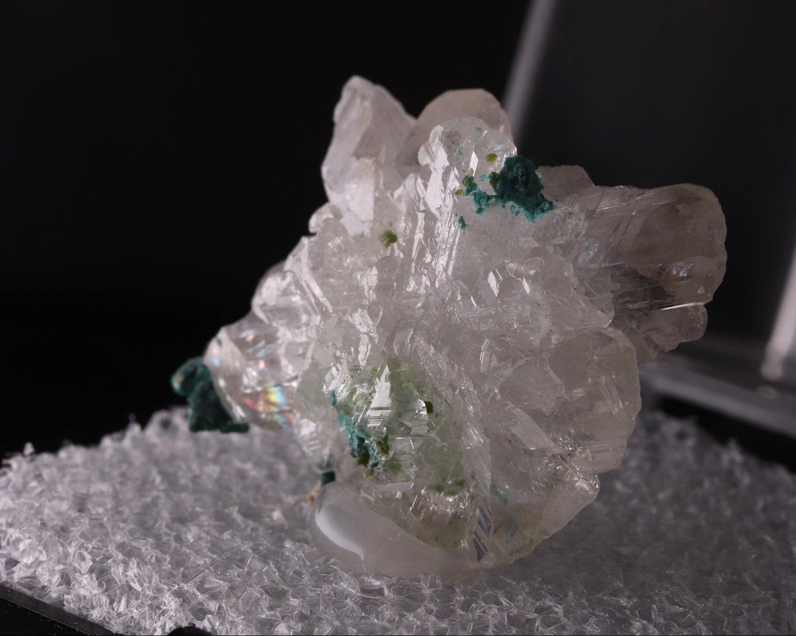 Slight side view of Cerussite with Malachite mineral specimen from Tsumeb, Oshikoto Region, Namibia