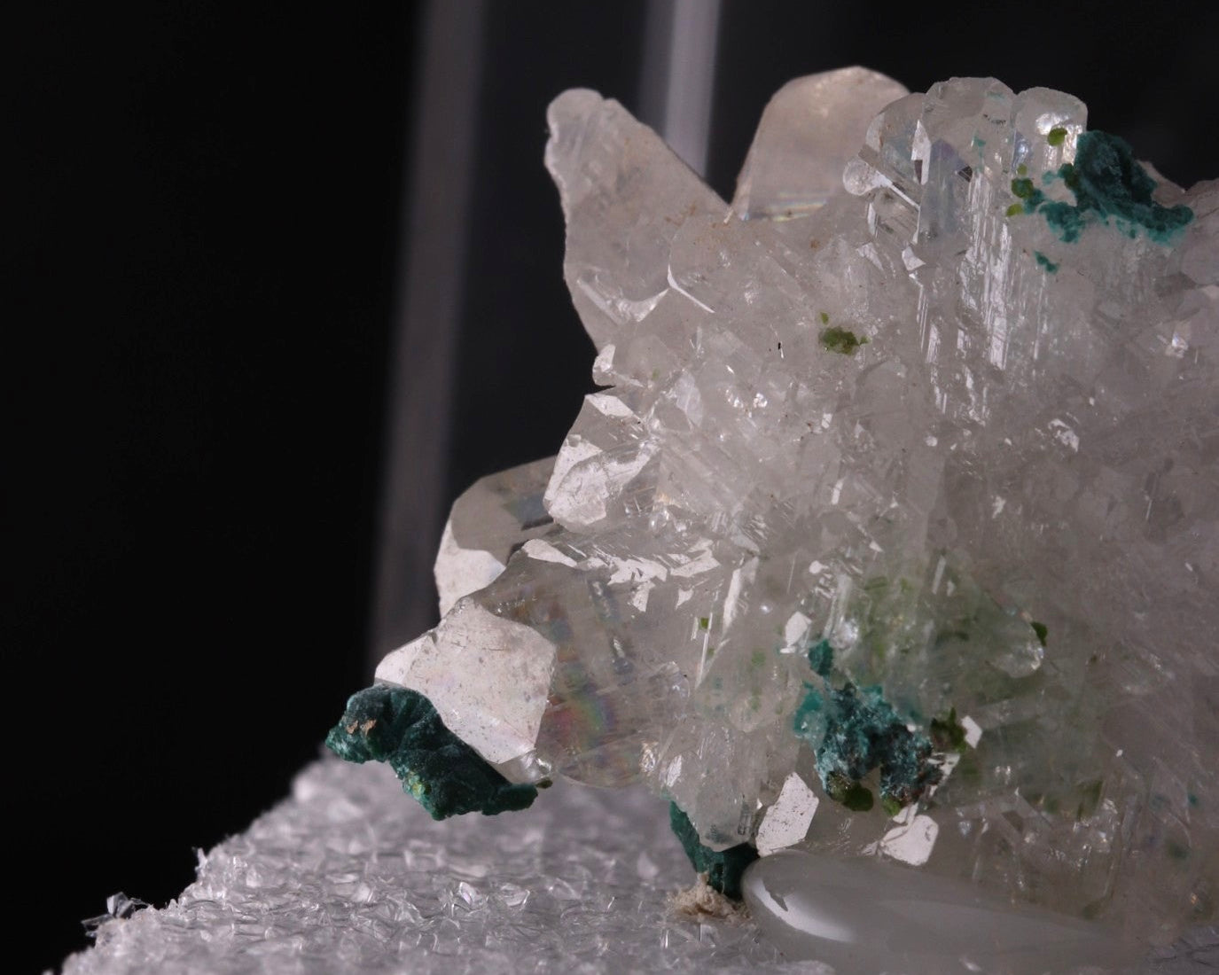 Close-up view of Cerussite with Malachite mineral specimen from Tsumeb, Oshikoto Region, Namibia