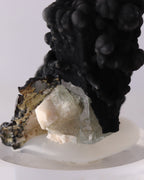 Close-up view of Coronadite with Aquamarine mineral specimen from the Erongo Region, Namibia