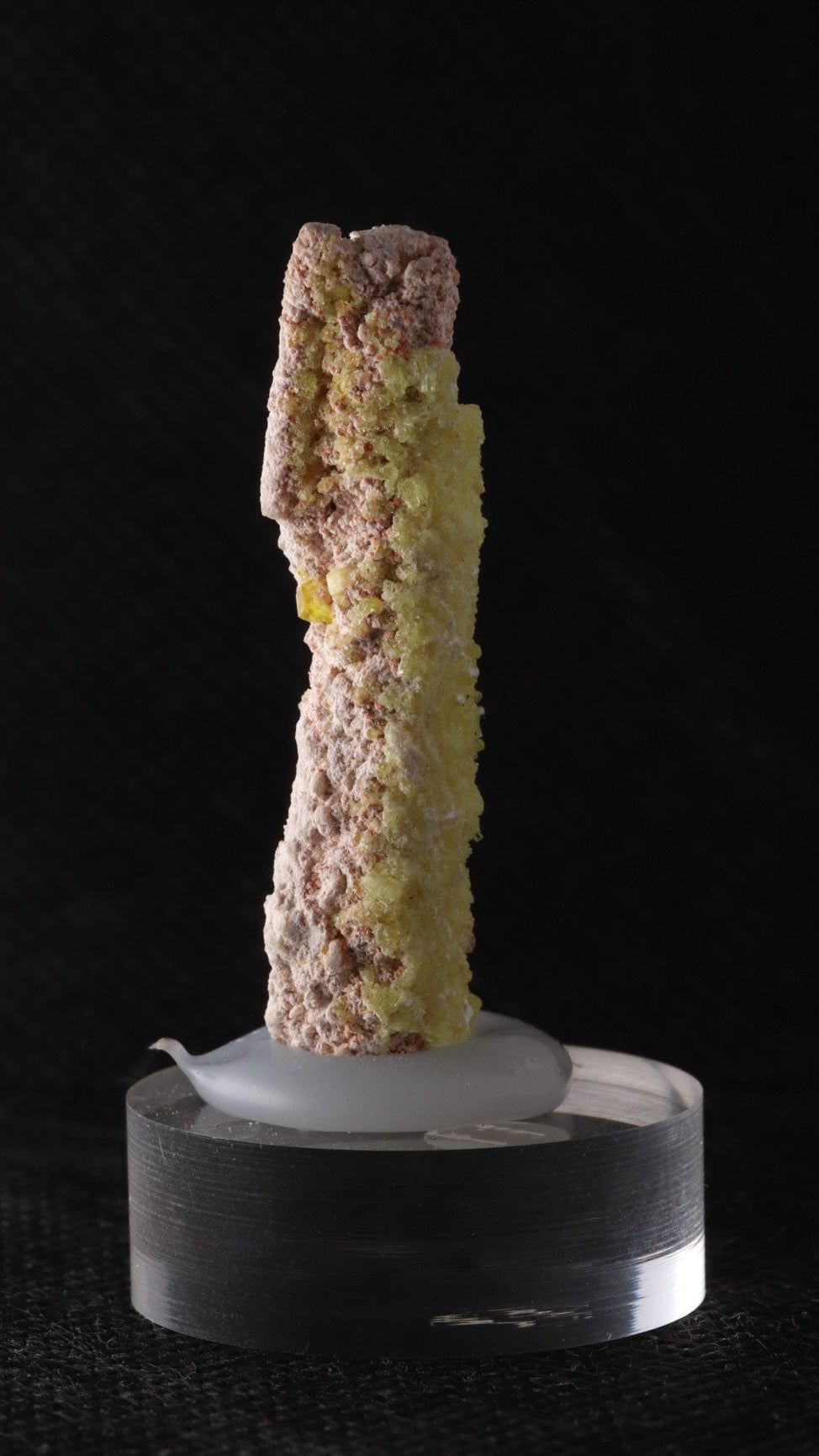 Side view of Ettringite stick mineral specimen from Kalahari Manganese Fields, South Africa