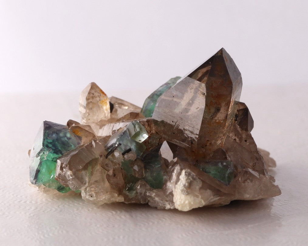 Fluorite on Smokey Quartz