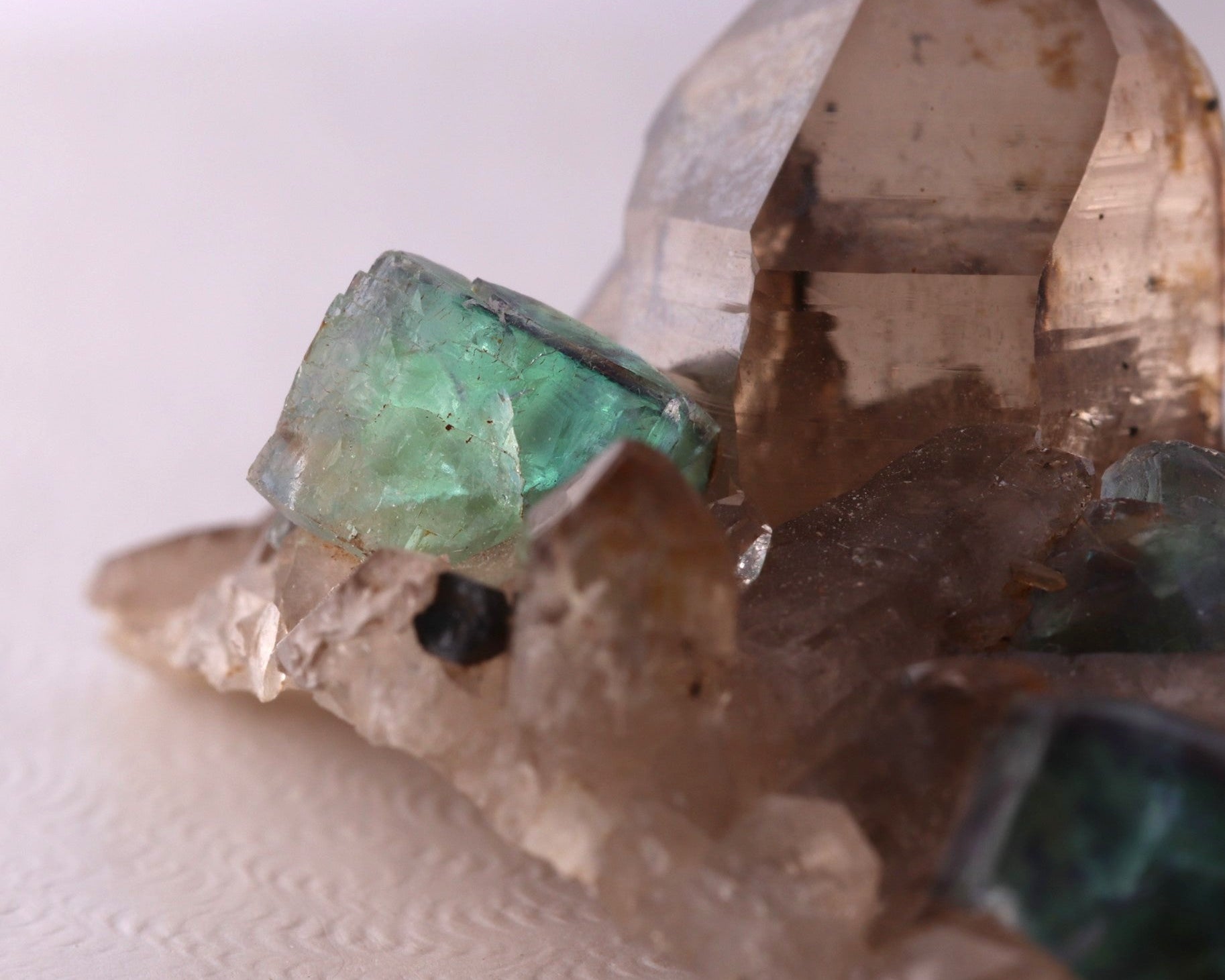 Fluorite on Smokey Quartz
