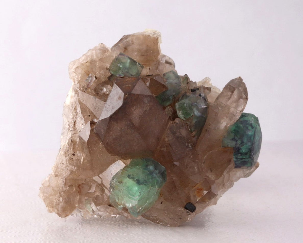 Fluorite on Smokey Quartz