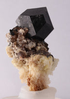 Side view of great combination of Fluorite with Schorl, Quartz and Hyalite from Erongo, Nambia
