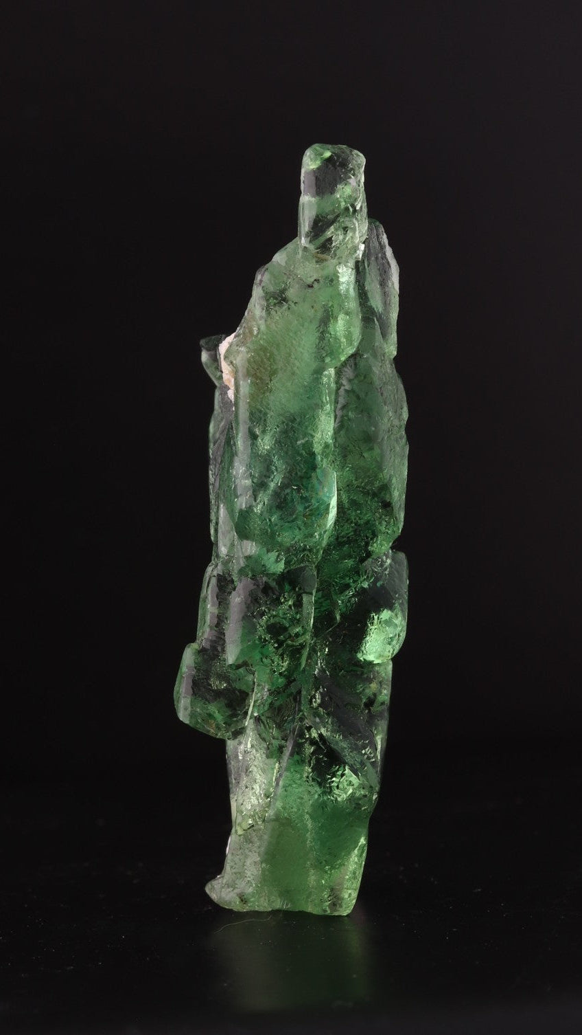 Front view of gemmy green naturally etched fluorite from Erongo Region, Namibia