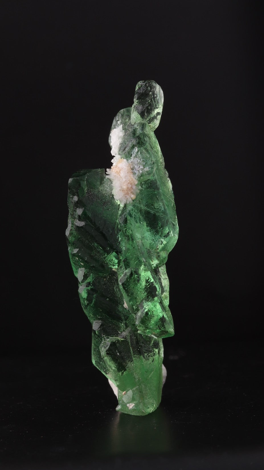 Side view of gemmy green naturally etched fluorite from Erongo Region, Namibia