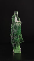 Side view of gemmy green naturally etched fluorite from Erongo Region, Namibia