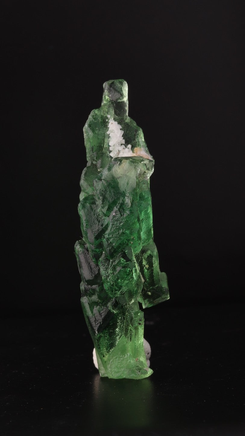 Side view of gemmy green naturally etched fluorite from Erongo Region, Namibia