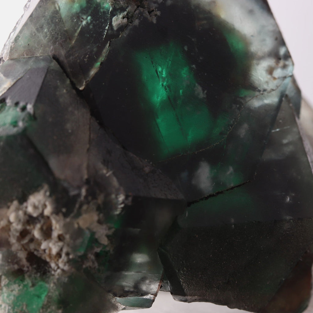 Close-up view of green 'Alien Eye' Fluorite from the Erongo Region, Namibia