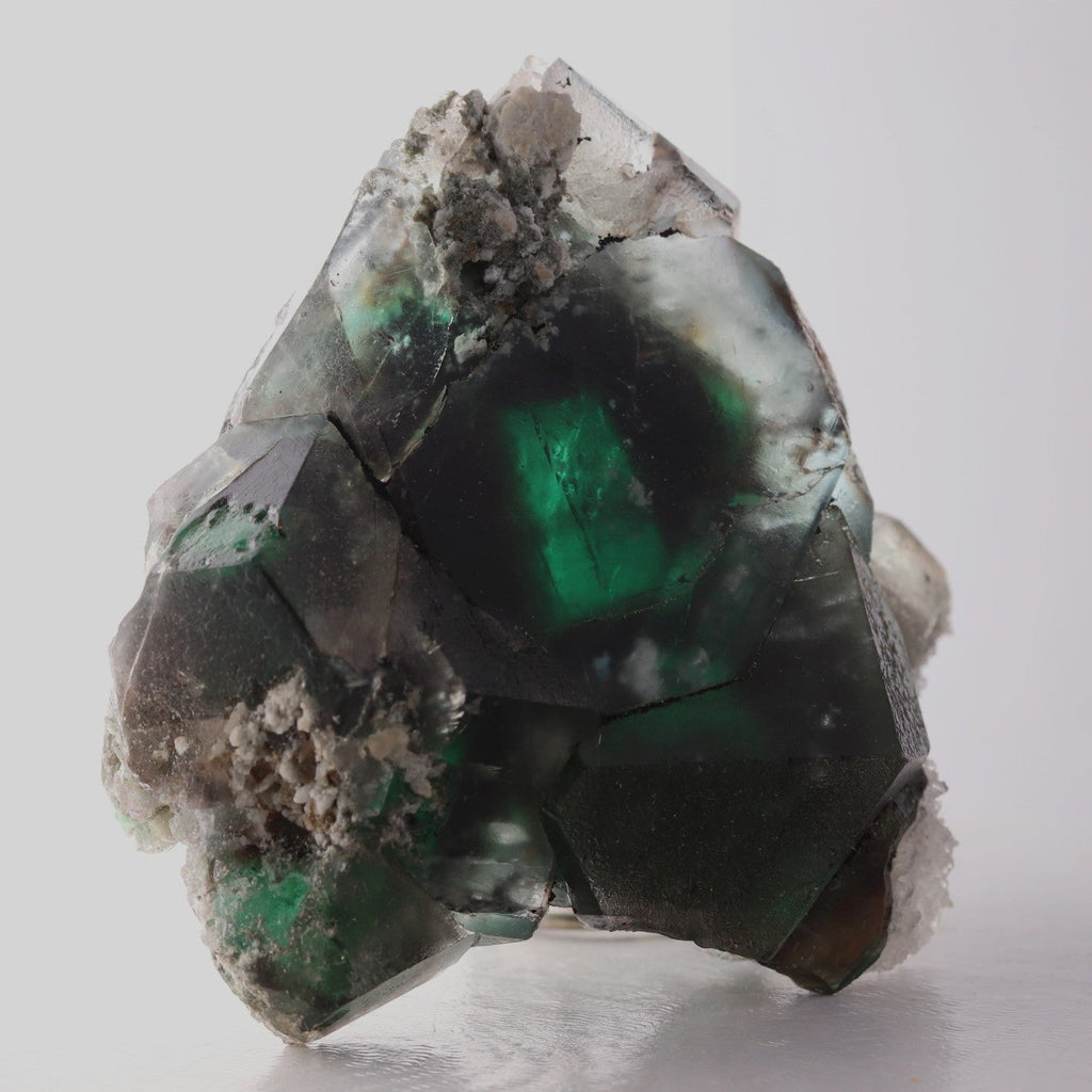 Slight side view of green 'Alien Eye' Fluorite from the Erongo Region, Namibia