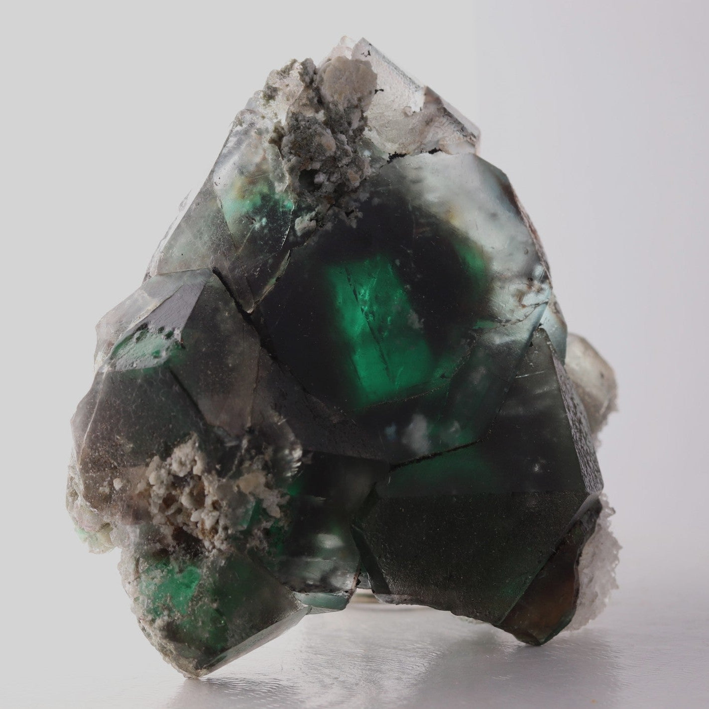 Slight side view of green 'Alien Eye' Fluorite from the Erongo Region, Namibia