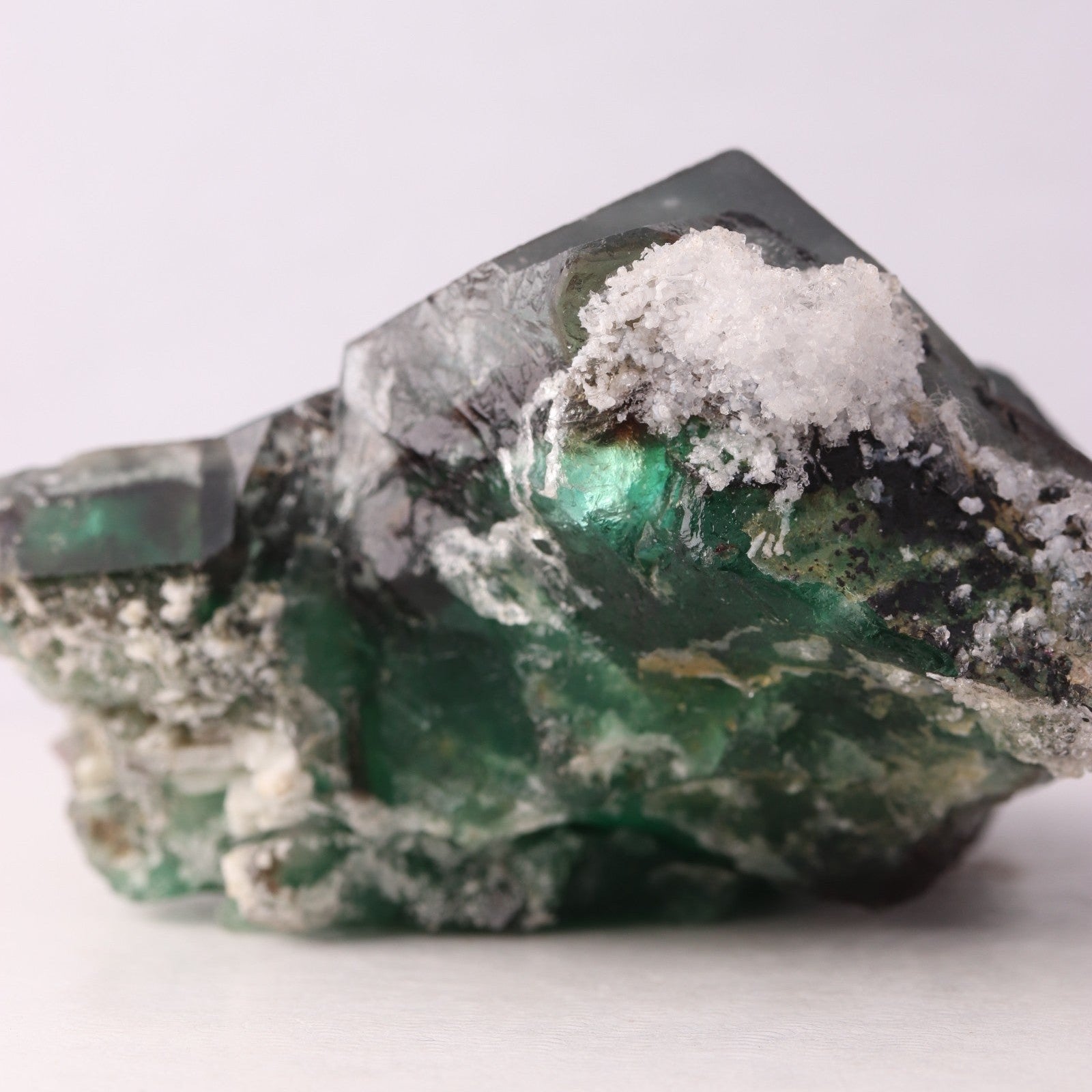 Close-up view of green 'Alien Eye' Fluorite from the Erongo Region, Namibia