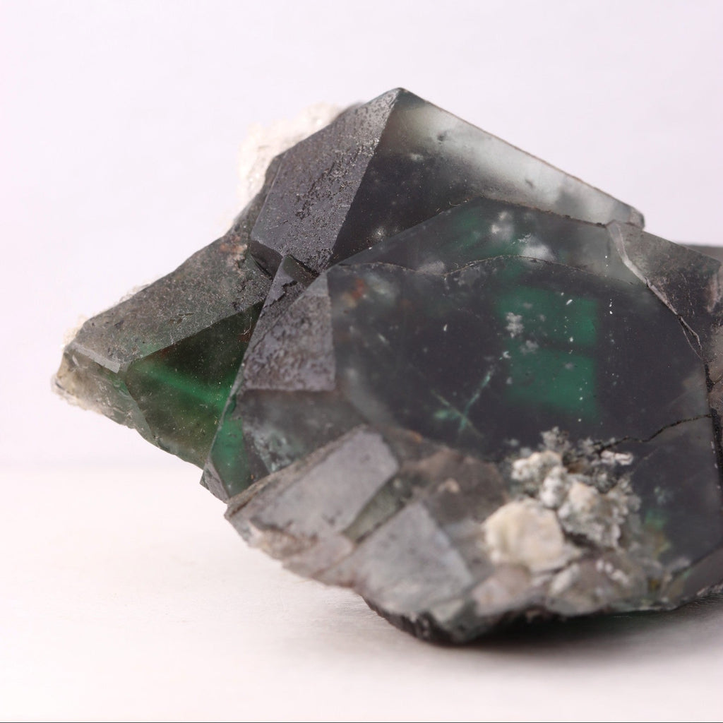 Flat view of green 'Alien Eye' Fluorite from the Erongo Region, Namibia