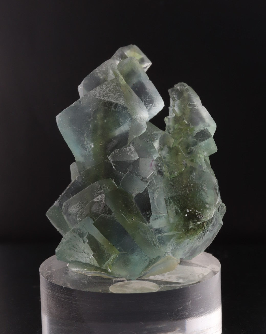 Front view of cute green fluorite from Erongo region, Namibia