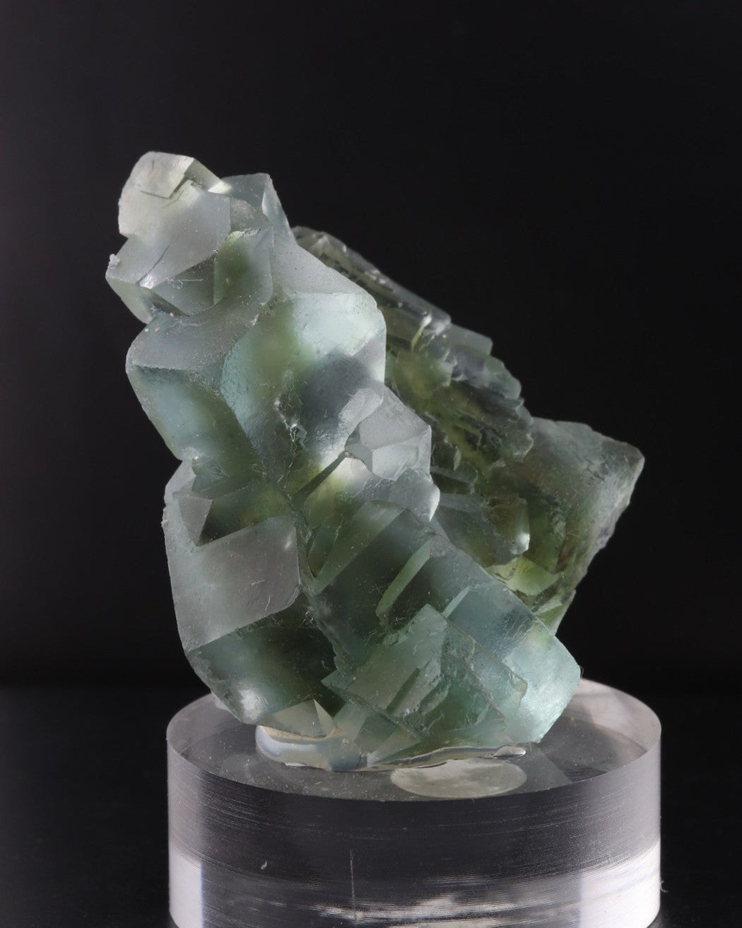Side view of cute green fluorite from Erongo region, Namibia