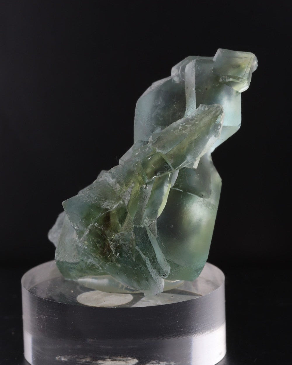 Side view of cute green fluorite from Erongo region, Namibia