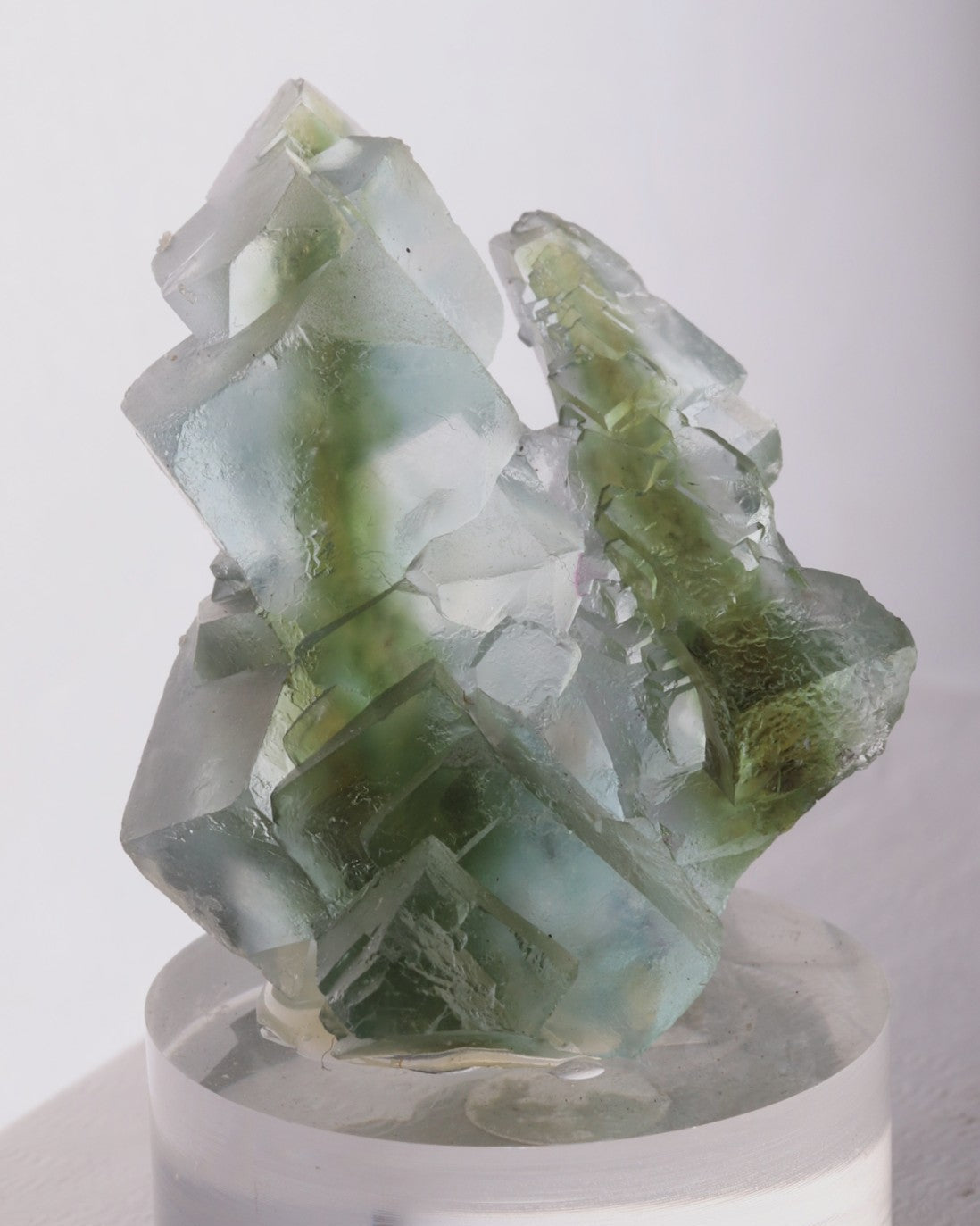 Light shinning through cute green fluorite from Erongo region, Namibia