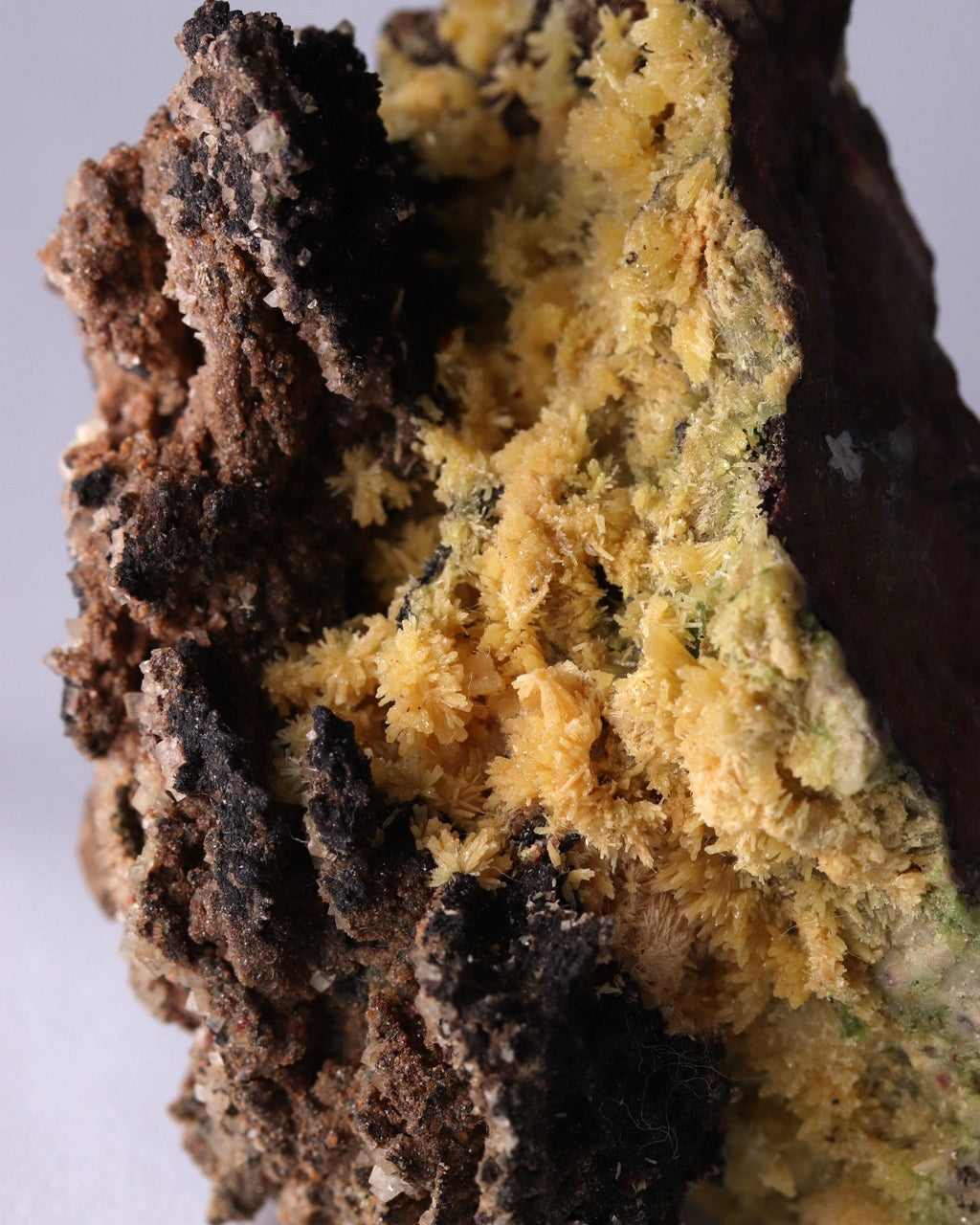 Close-up view of Mimetite mineral specimen from Tsumeb, Oshikoto Region, Namibia.