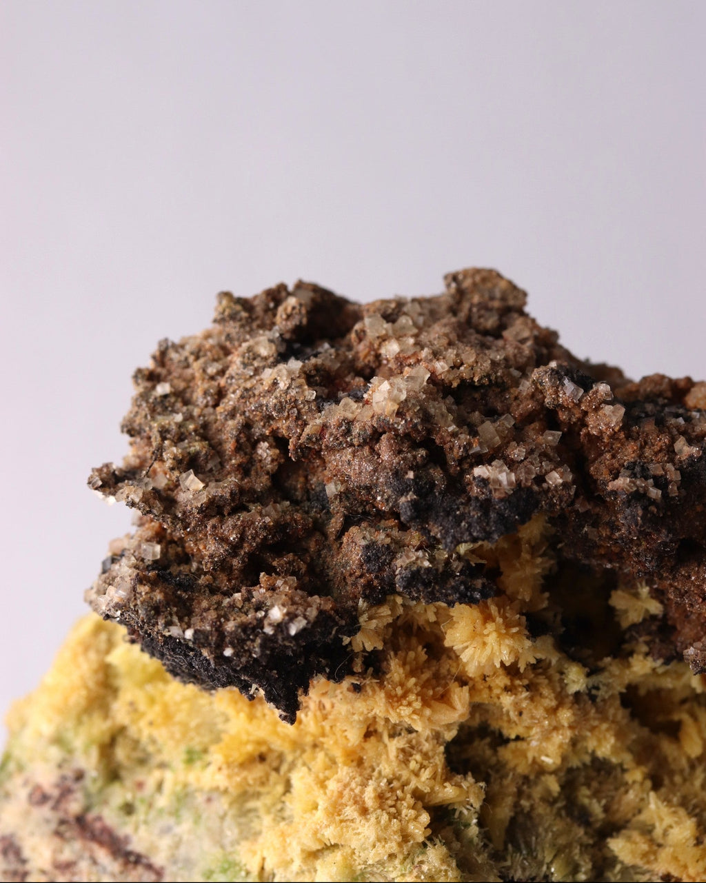 Close-up view of Mimetite mineral specimen from Tsumeb, Oshikoto Region, Namibia.