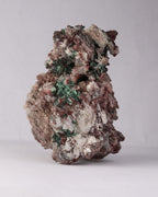 Side view of Native Copper with Calcite and Malachite mineral specimen from Tsumeb, Oshikoto Region, Namibia