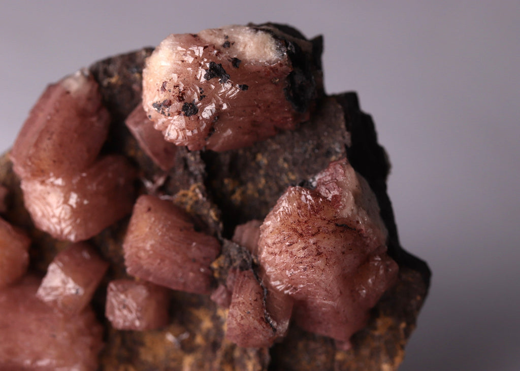 Close-up view of red-pink Olmiite from N'Chwaning II, Kalahari Manganese Fields, South Africa