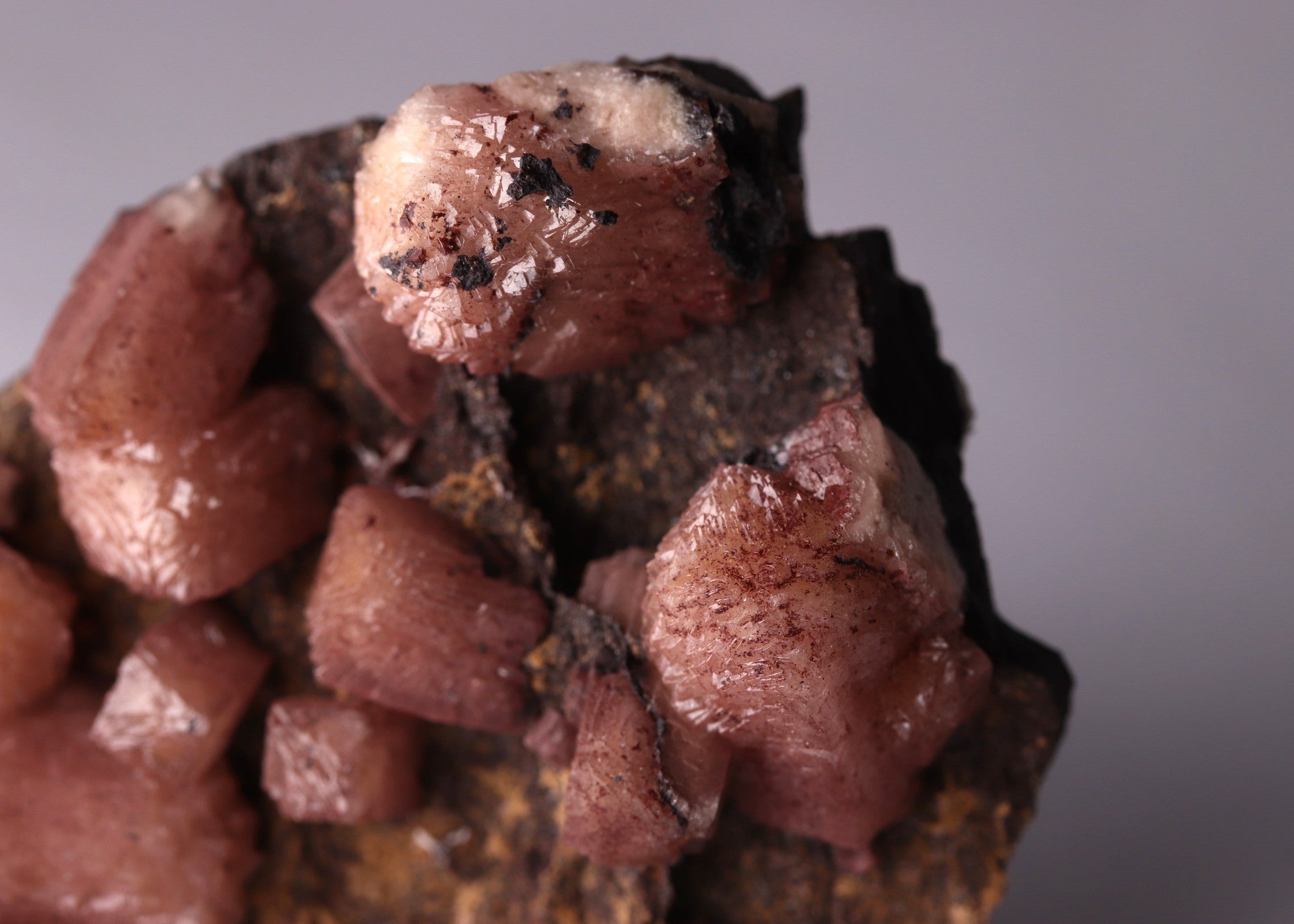 Close-up view of red-pink Olmiite from N'Chwaning II, Kalahari Manganese Fields, South Africa