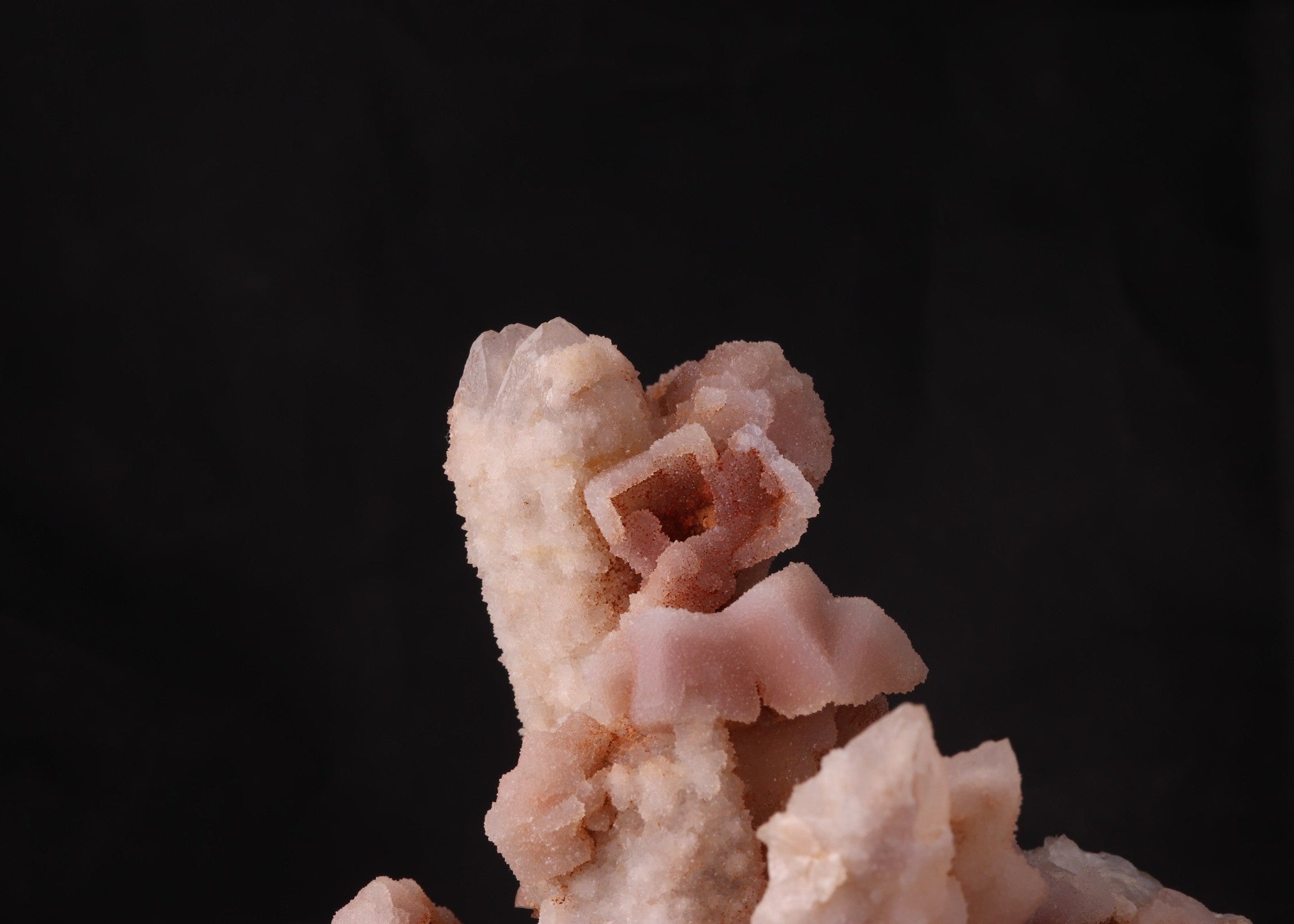 Close-up view of Quartz after Calcite on Quartz mineral specimen from Boekenhout, Pretoria, Gauteng, South Africa