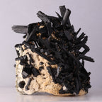 Side view of hedgehog Schorl crystals on Orthoclase 