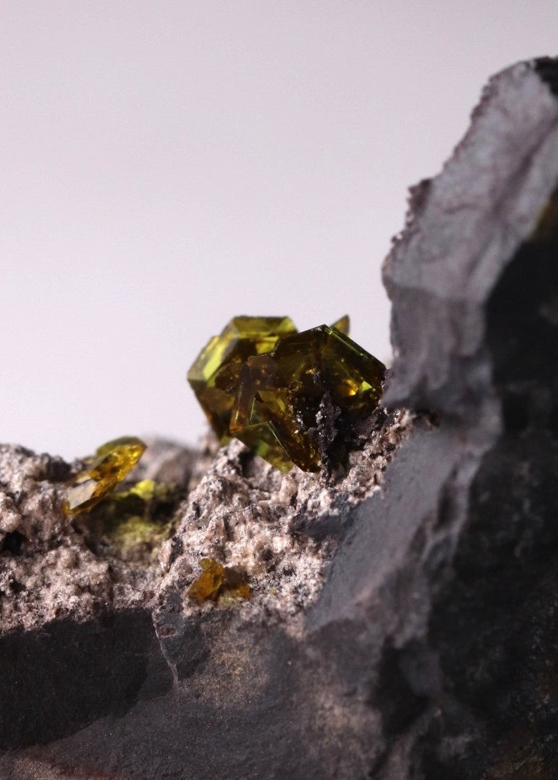 Close-up view of Sturmanite on matrix from N'Chwaning II, Kalahari Manganese Fields, South Africa