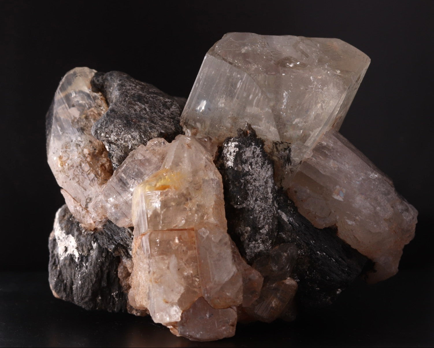 Stunning large Topaz crystals among Schorl.