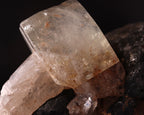 Close-up view of stunning large Topaz crystals among Schorl.